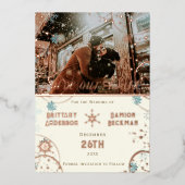 アイボリースノーフレークウィンターワンダーランド 箔招待状 (正面)