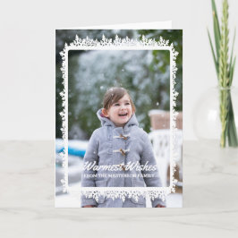 アイボリースノーフレークフレームホリデーフォト シーズンカード