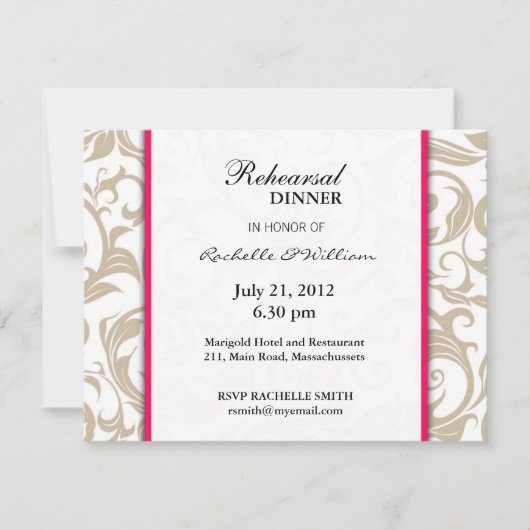 アイボリースワールリハーサルディナーカード 招待状 (正面)