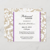 アイボリースワールリハーサルディナーカード（紫） 招待状 (正面/裏面)