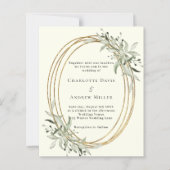 アイボリーセージ緑の結婚式招待状 (正面)