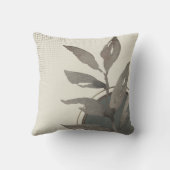 アイボリーセージ緑&グレーシンプルウォーター葉カラー クッション (裏面)