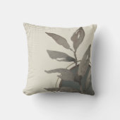 アイボリーセージ緑&グレーシンプルウォーター葉カラー クッション (正面)
