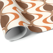 アイボリータンブラウン焦げオレンジオギー波パターン ラッピングペーパー (ロールコーナー)
