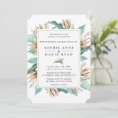 アイボリーターコイズリリーフラワージオメトリック結婚ス 招待状 (スタンド正面)