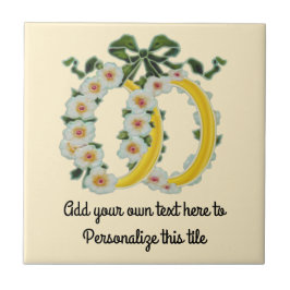 アイボリーダブルリングや輪&フラワーズレプロアンティーク タイル