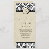 アイボリーダマスクモノグラム結婚式招待状 招待状 (正面/裏面)