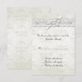 アイボリーダマスク結婚式RSVPカード 出欠カード (正面/裏面)