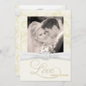 アイボリーダマスク-フォトエレガント結婚式招待状 招待状 (正面/裏面)
