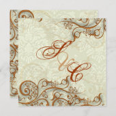 アイボリーダマスク+銅スワール 招待状 (正面/裏面)