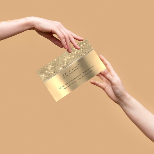 アイボリーチャンペーン金ゴールドダイヤモンドストライプグリッターVIP 名刺