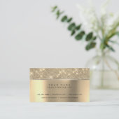 アイボリーチャンペーン金ゴールドダイヤモンドストライプグリッターVIP 名刺 (スタンド正面)