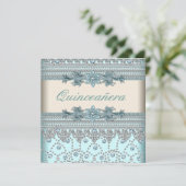 アイボリーティール(緑がかった色)ブルーキンセアニェラ 招待状 (スタンド正面)