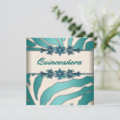 アイボリーティール(緑がかった色)ブルーゼブラキンセアニェラ 招待状 (スタンド正面)