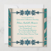 アイボリーティール(緑がかった色)ブルーゼブラキンセアニェラ 招待状 (裏面)