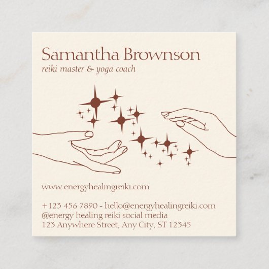 アイボリーテラコッタスターズエナジーハンズ霊気セラピー スクエア名刺 (裏面)