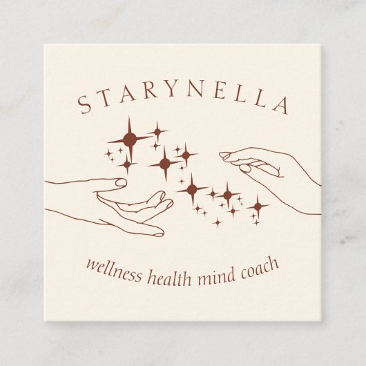 アイボリーテラコッタスターズエナジーハンズ霊気セラピー スクエア名刺 (正面)