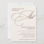 アイボリーテラコッタ秋フォトスクリプトQRコード結婚ズ 招待状 (正面)