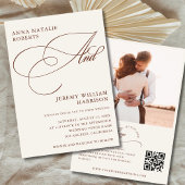 アイボリーテラコッタ秋フォトスクリプトQRコード結婚ズ 招待状