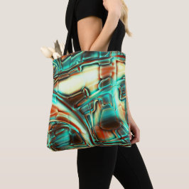 アイボリーデジタル、燃えたトーンとミントフィルム トートバッグ