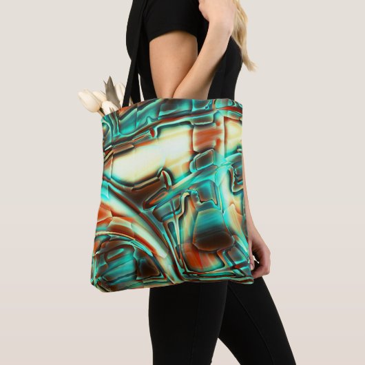 アイボリーデジタル、燃えたトーンとミントフィルム トートバッグ (クローズアップ)