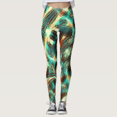 アイボリーデジタル、燃えたトーンとミントフィルム レギンス (正面)