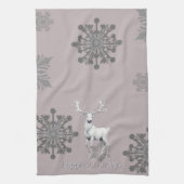 アイボリートナカイのクリスマス | ピンク キッチンタオル (縦)