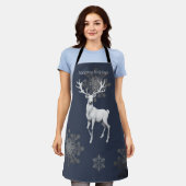 アイボリートナカイのクリスマス | ブルー エプロン (着用した状態)