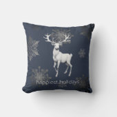 アイボリートナカイのクリスマス | ブルー クッション (正面)