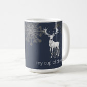 アイボリートナカイのクリスマス | ブルー コーヒーマグカップ (正面右)