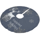 アイボリートナカイのクリスマス | ブルー ブラッシュドポリエステルツリースカート (アングル)