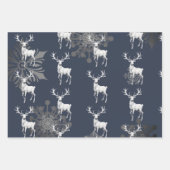 アイボリートナカイのクリスマス | ブルー ラッピングペーパーシート (正面2)