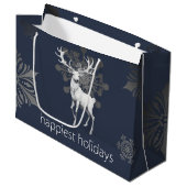 アイボリートナカイのクリスマス | ブルー ラージペーパーバッグ (正面アングル)