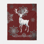 アイボリートナカイのクリスマス | レッド フリースブランケット (正面)
