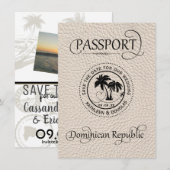 アイボリードミニカ共和国Passport日付の保存 セーブザデート (正面/裏面)