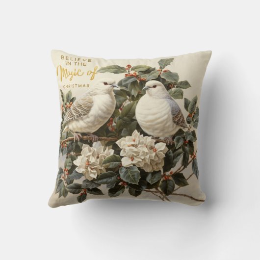 アイボリードーブスクリスマスホリー魔法 クッション (裏面)