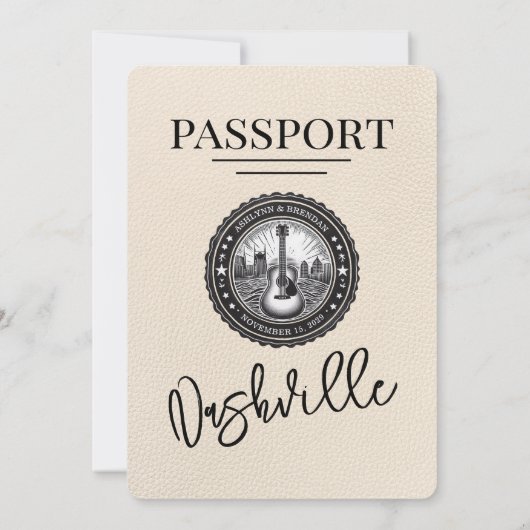 アイボリーナッシュビルパスポート結婚式招待状 招待状 (裏面)