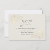 アイボリーニュートラルフローラウェディングRSVPカード 出欠カード (正面)