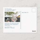 アイボリーネービーブルー文字メリークリスマスフォトコラージュ ポストカード (裏面)