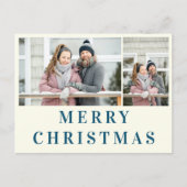 アイボリーネービーブルー文字メリークリスマスフォトコラージュ ポストカード (正面)
