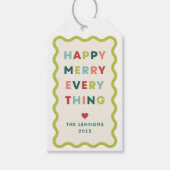 アイボリーハッピーメリーウェーブクリスマスプレゼントラベル ギフトタグ (正面)