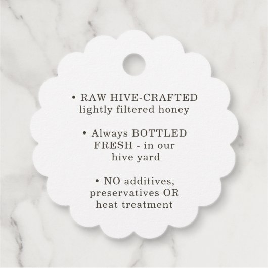 アイボリーハニービー鱗片状養蜂製品ラベル はっきりした フェイバータグ (裏面)
