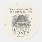 アイボリーハニーラベルヴィンテージ串とミツバチ ラウンドシール (正面)
