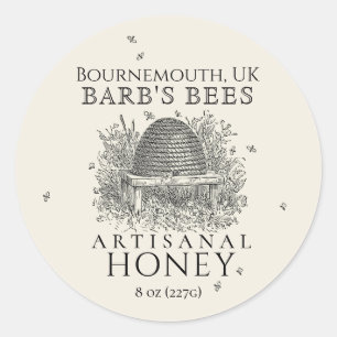 アイボリーハニーラベルヴィンテージ串とミツバチ ラウンドシール