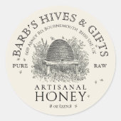 アイボリーハニーラベルヴィンテージ串とミツバチ ラウンドシール (正面)
