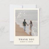 アイボリーハンドドロー結婚ドフローラのシンプル写真 サンキューカード (正面)