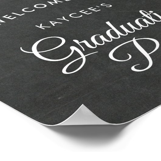 アイボリーバラとグリッター卒業パーティーウェルカム ポスター (角)