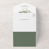 アイボリーバラセージグリーンフローラQRコード結婚ズ オールインワン招待状 (外側)