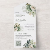 アイボリーバラセージグリーンフローラQRコード結婚ズ オールインワン招待状 (内側)