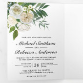 アイボリーバラ植物写真白フローラ結婚ズ 三つ折り招待状 (内部最初)